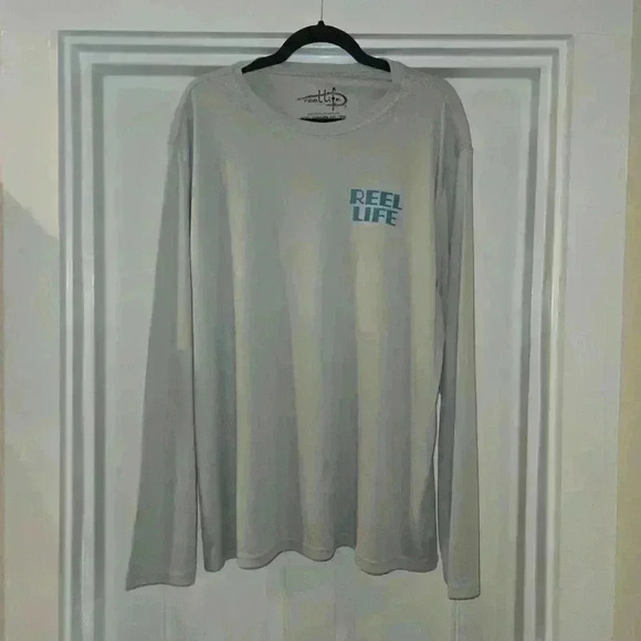 Reel Life Mens LS Poly Fishing Sun Defender UV 50 Long Sleeve Gray Size XXL - Picture 7 of 11